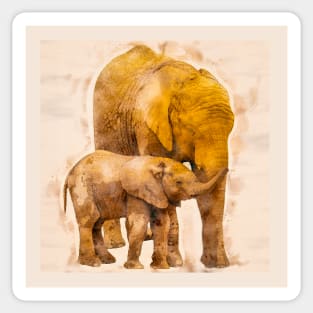 Mother Elephant and her Baby Sticker